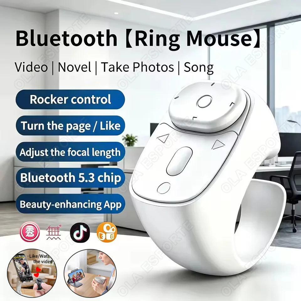 Cell Phone Scrolling Ring Wireless Finger Shutter Remote Control Page