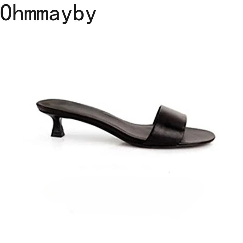 Women's Open Toe Thin Heel Slides – Elegant Summer Slippers