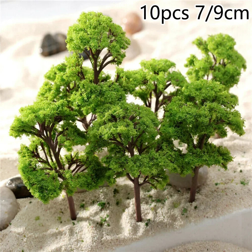 10pcs 7cm Miniature Tree Models – Train, Wargame & Diorama Scenery