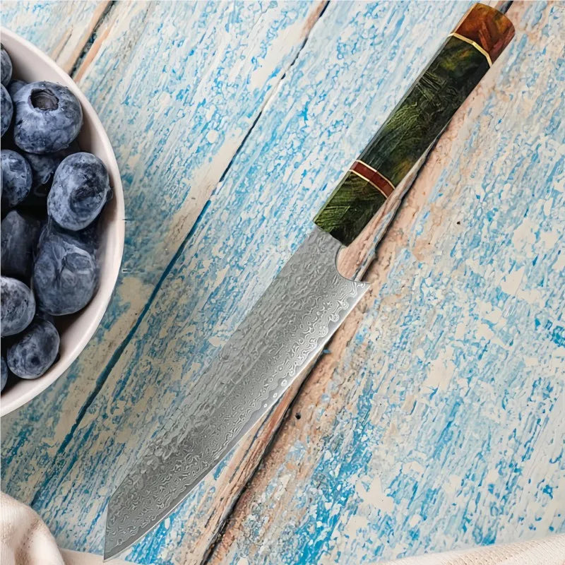 Damascus Nakiri Chef Knife – 67-Layer VG10 Steel | 8 Inch