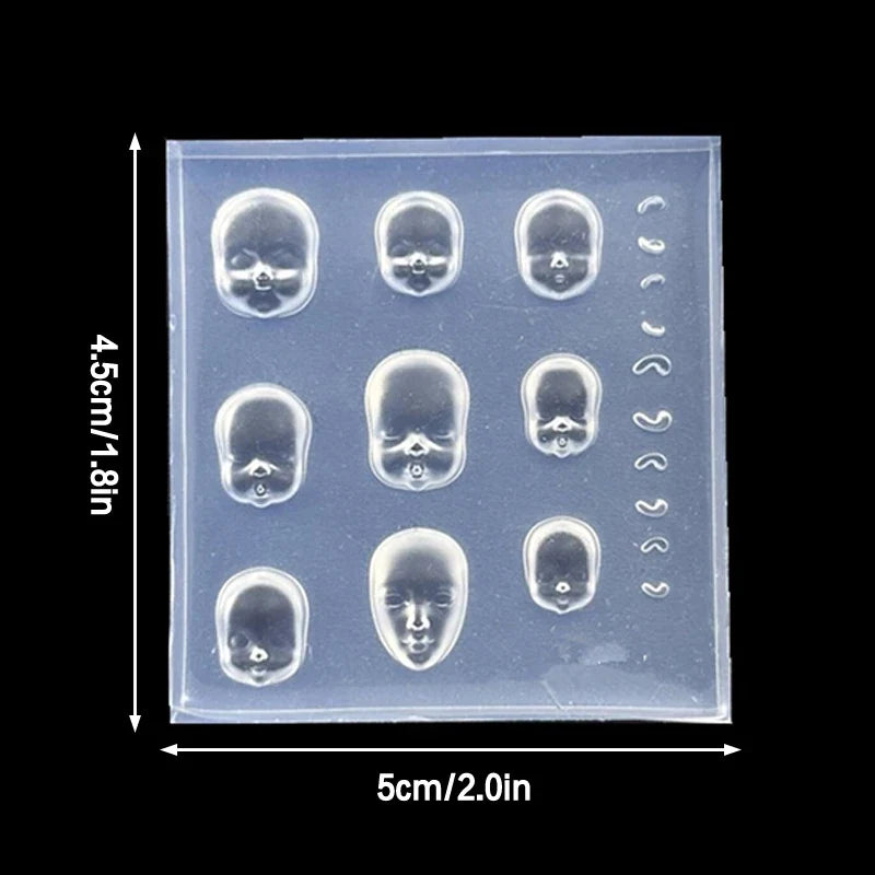 3D Cartoon Doll Face Silicone Nail Art Mold | Manicure Stencil