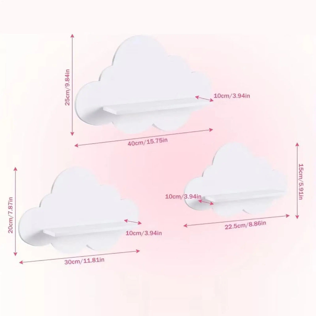 Cloud Wall Shelf Set of 3 – Floating Kids Room & Nursery Shelves