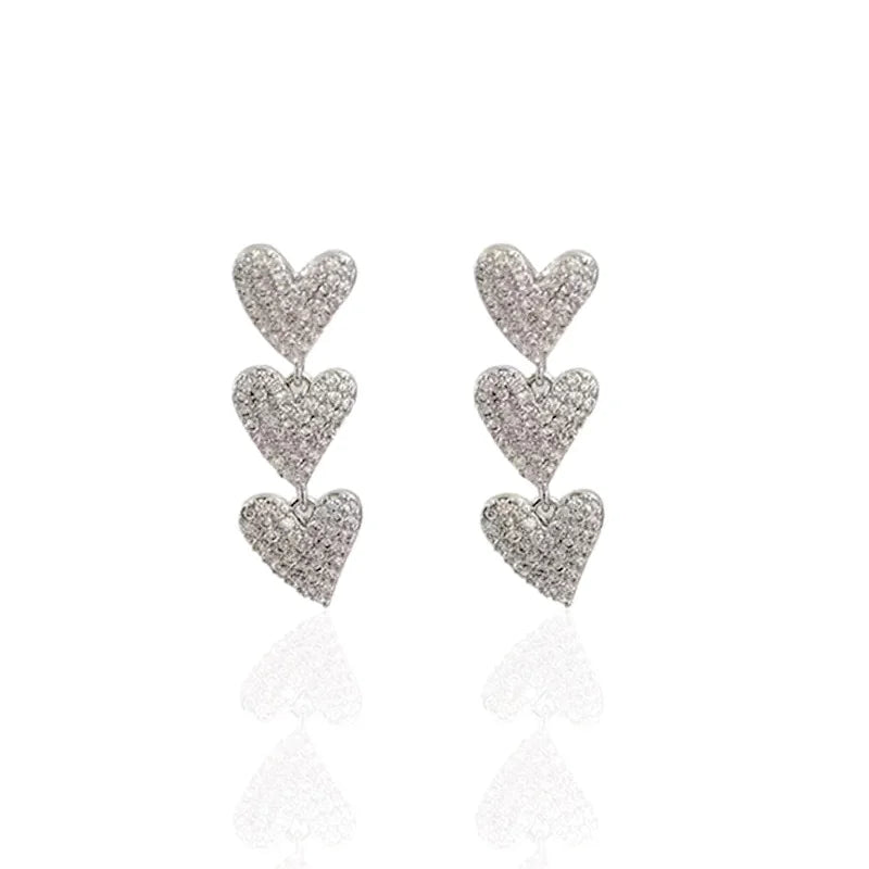 Huitan Heart Drop Earrings – Cubic Zirconia Women's Jewelry
