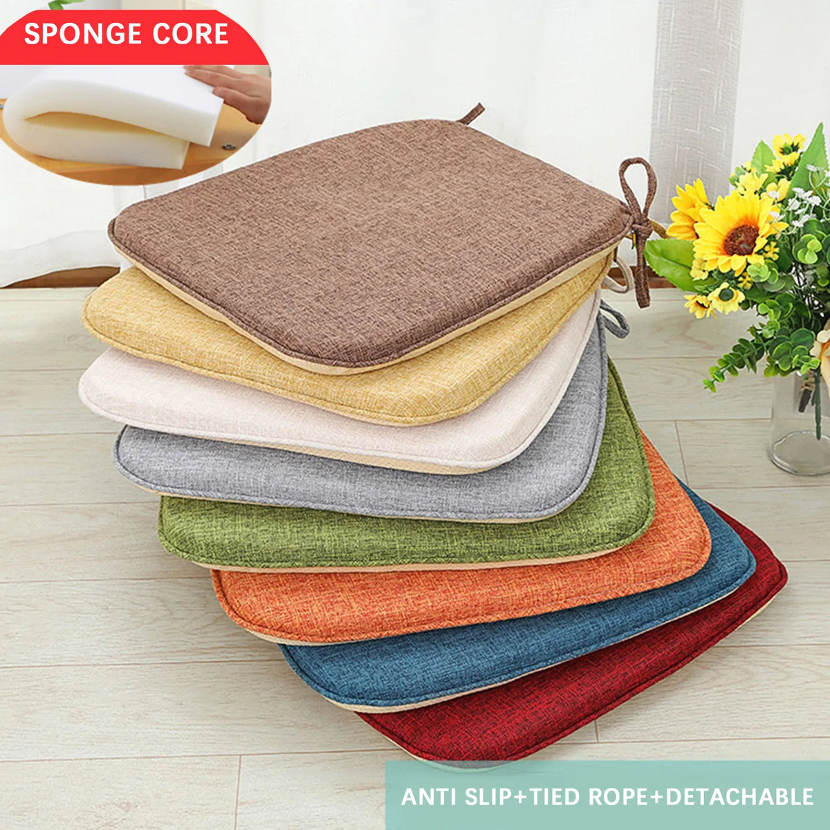Non-Slip Memory Foam Chair Cushion with Ties | Horseshoe Seat Pad