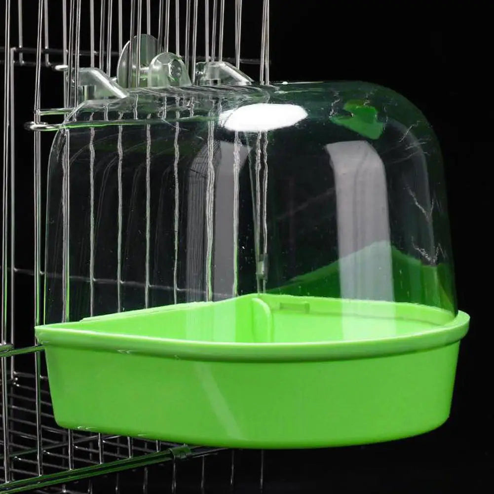 Hanging Cage Bird Bath Box – Waterproof Parrot & Parakeet Bath