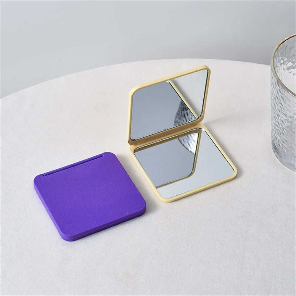 2-Face Makeup Mirror Square Portable Cute Girl's Hand Mini Pocket
