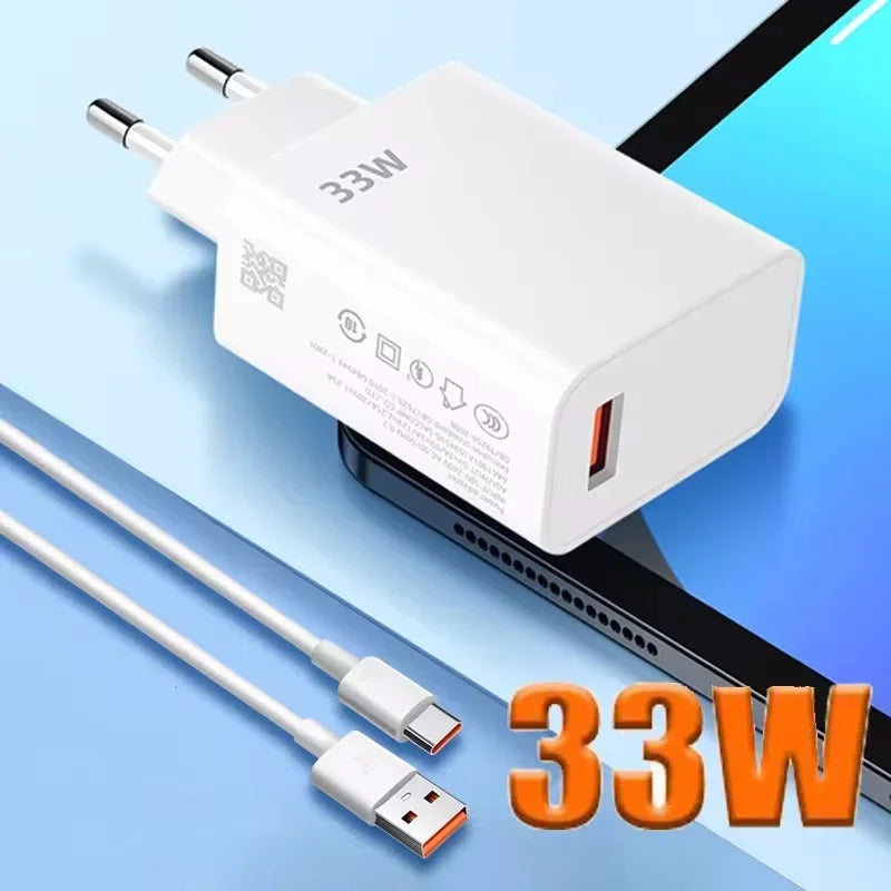 33W USB-C Fast Charger + 6A Cable | Xiaomi iPhone OnePlus