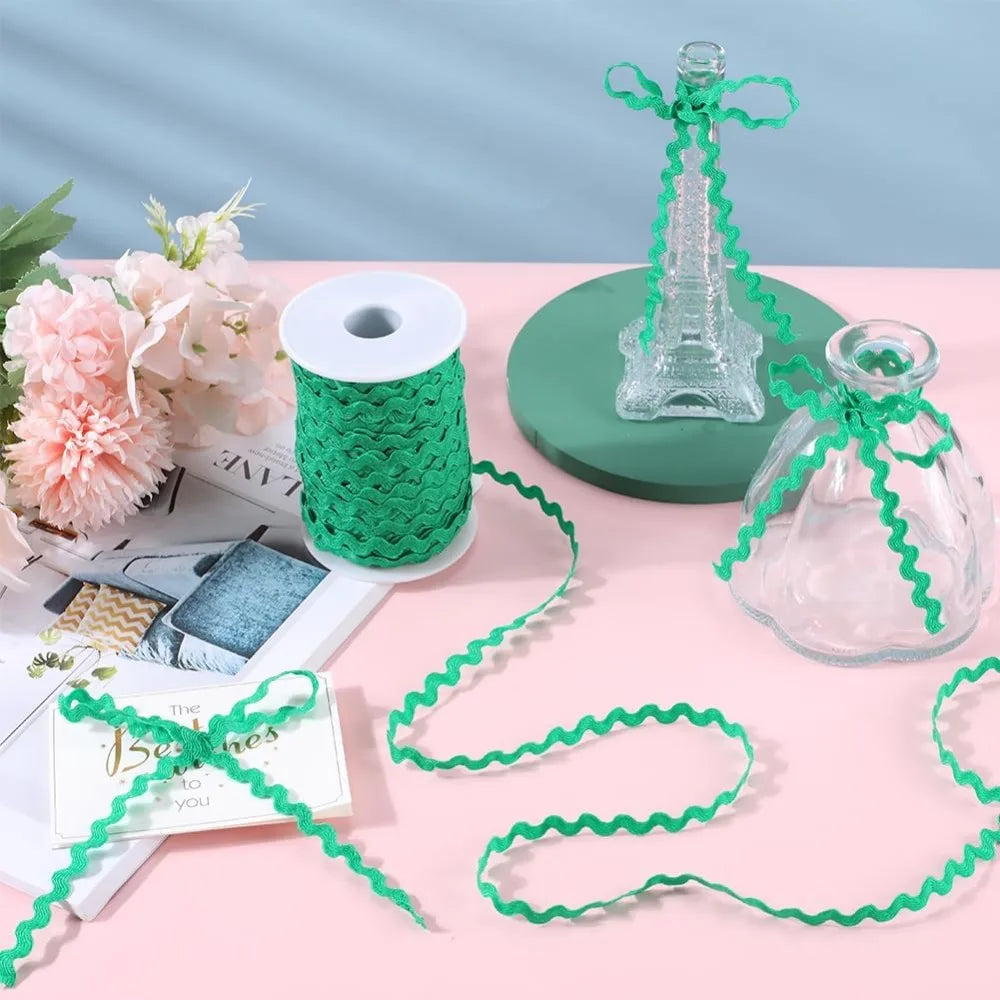 Green Ric Rac Trim Ribbon 5mm x 100m | Wave Fringe Sewing
