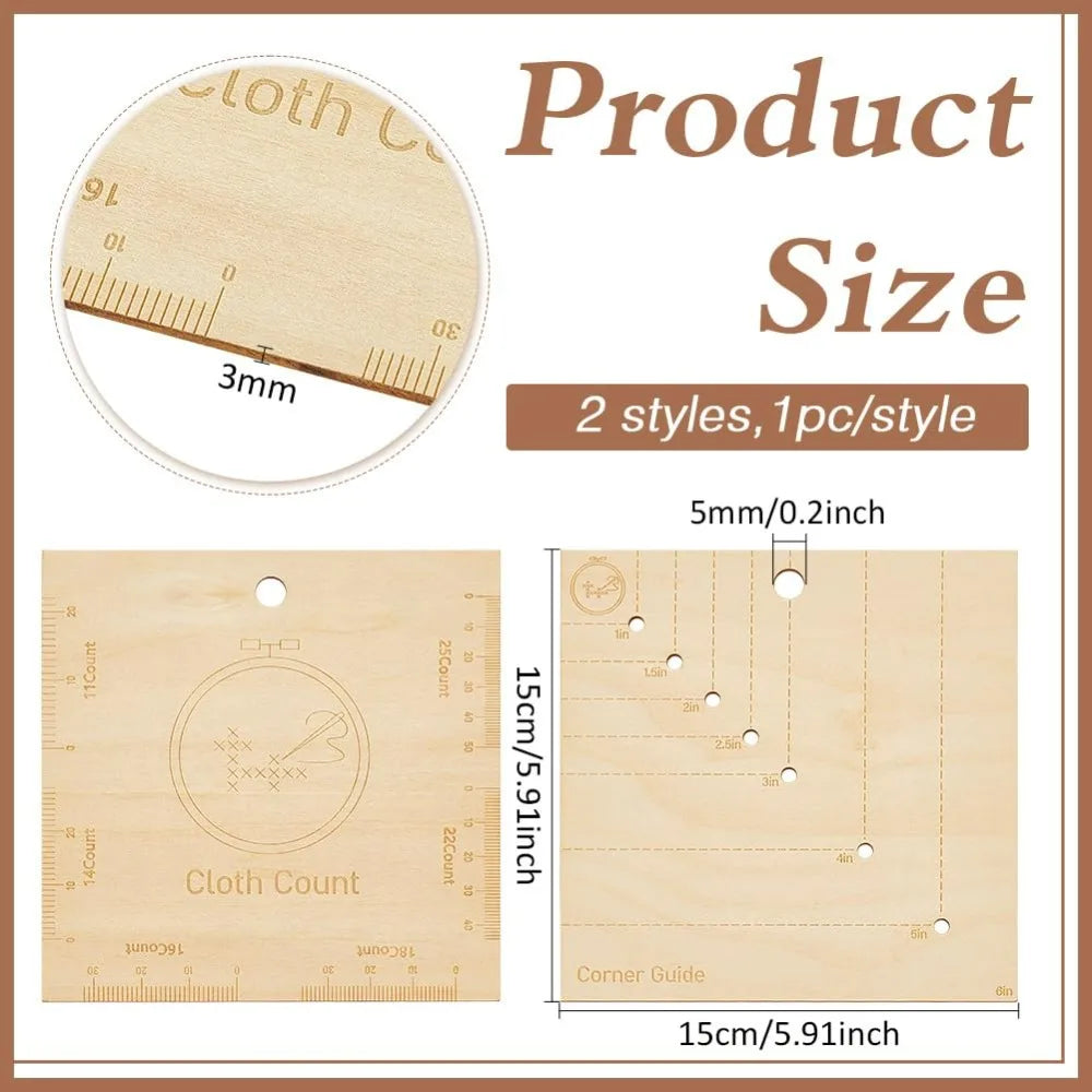 Wooden Cross Stitch Corner Gauge Template Set of 2