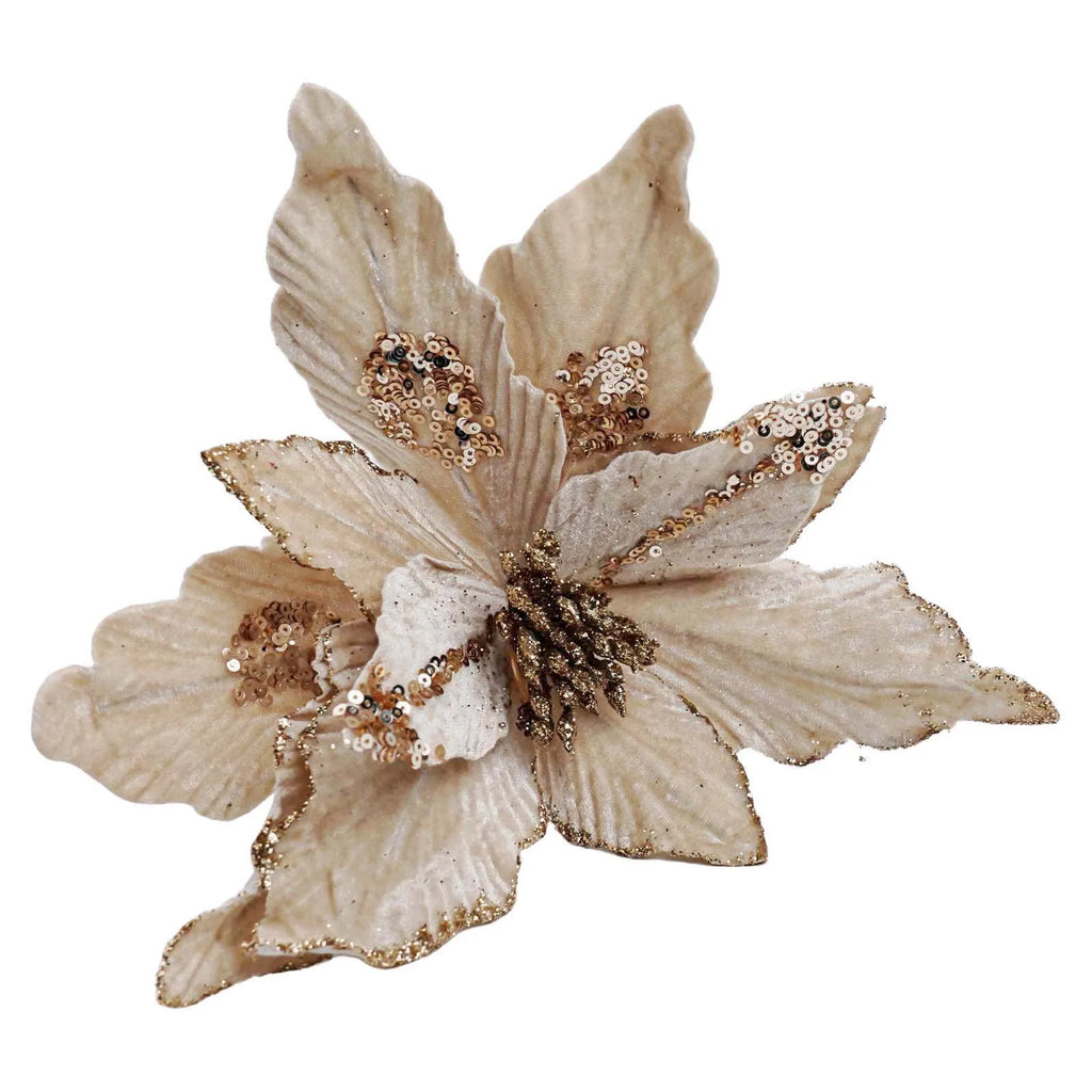 Artificial Christmas Flower Pick | Layered Petals | 26cm Stem