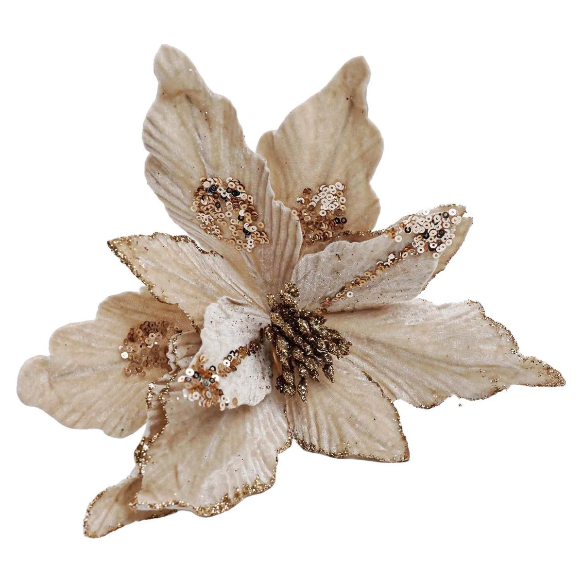 Artificial Christmas Flower Pick | Layered Petals | 26cm Stem