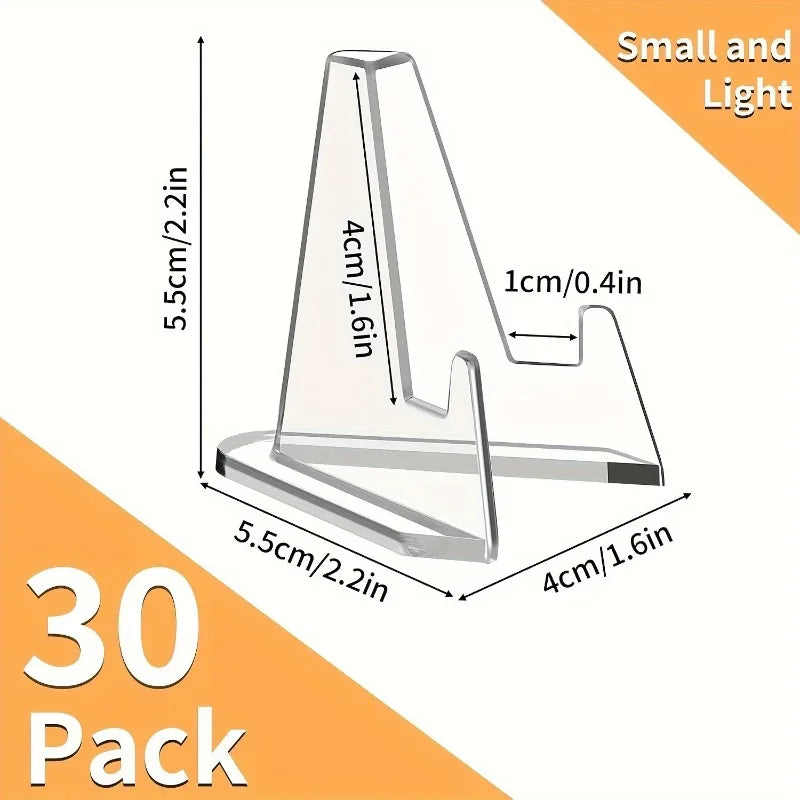 30-Pack Clear Acrylic Display Stands for Sports & Graded Cards