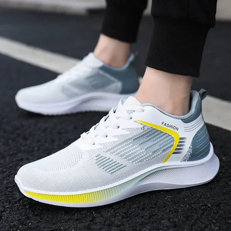 Men's Breathable White Sneakers | Casual Walking Sports Shoes
