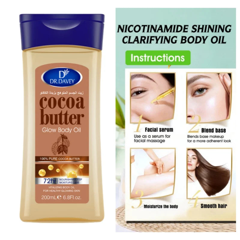 Cocoa Butter Body Oil Glow Skin Care Essential Suitable All Types