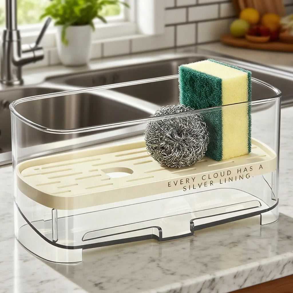 Self-Draining Sponge Holder Sink Caddy Kitchen Organizer