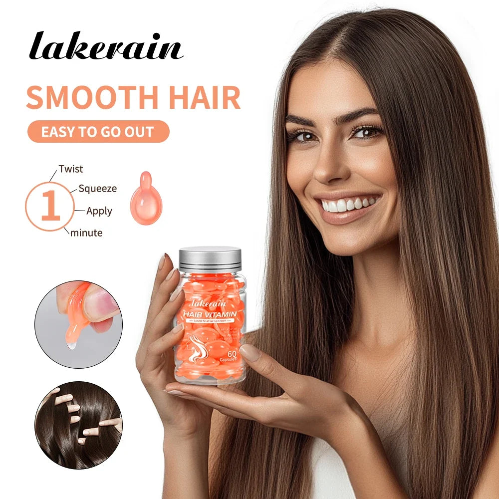 Moroccan Argan Vitamin Hair Oil Capsules – 60ct Nourish & Smooth