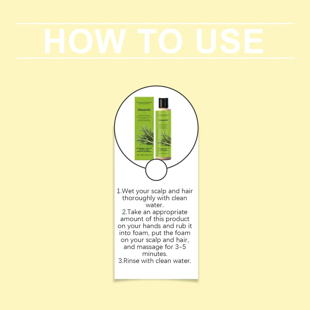 Gleamxi Rosemary Shampoo | Anti Hair Loss & Oil Control 100ml