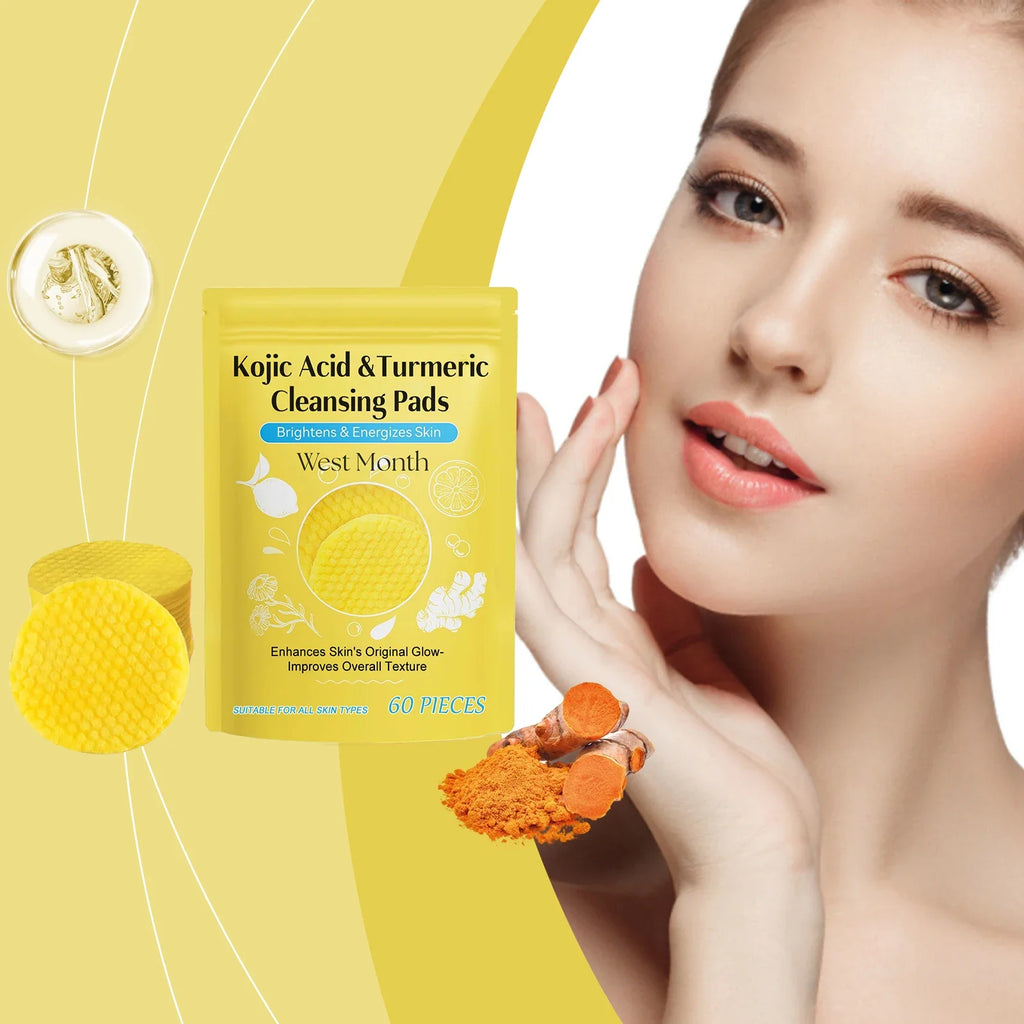 Turmeric Kojic Acid Cleansing Pads – Brighten & Exfoliate 60ct