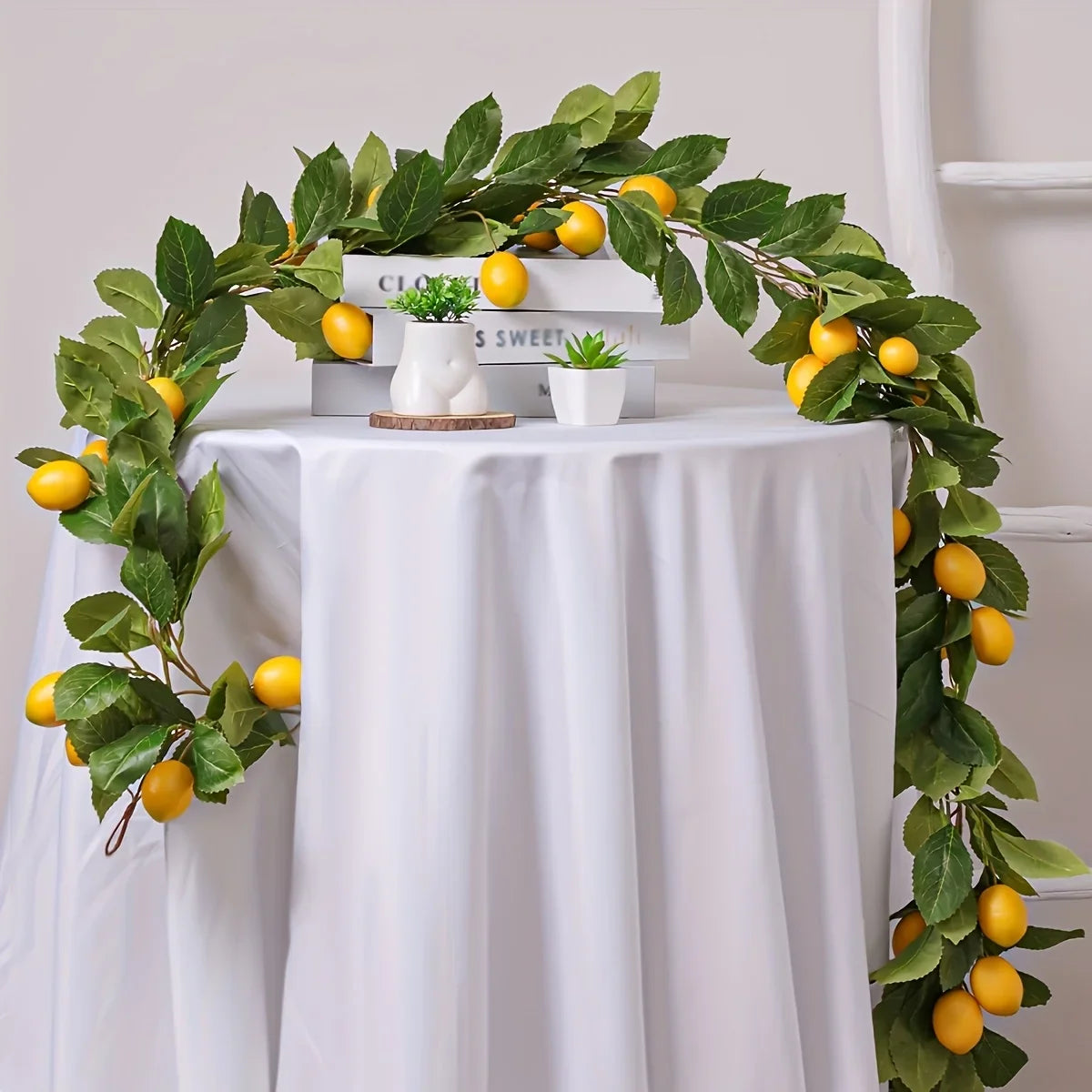 Artificial Lemon Garland Wreath | Faux Lemon Home Decor