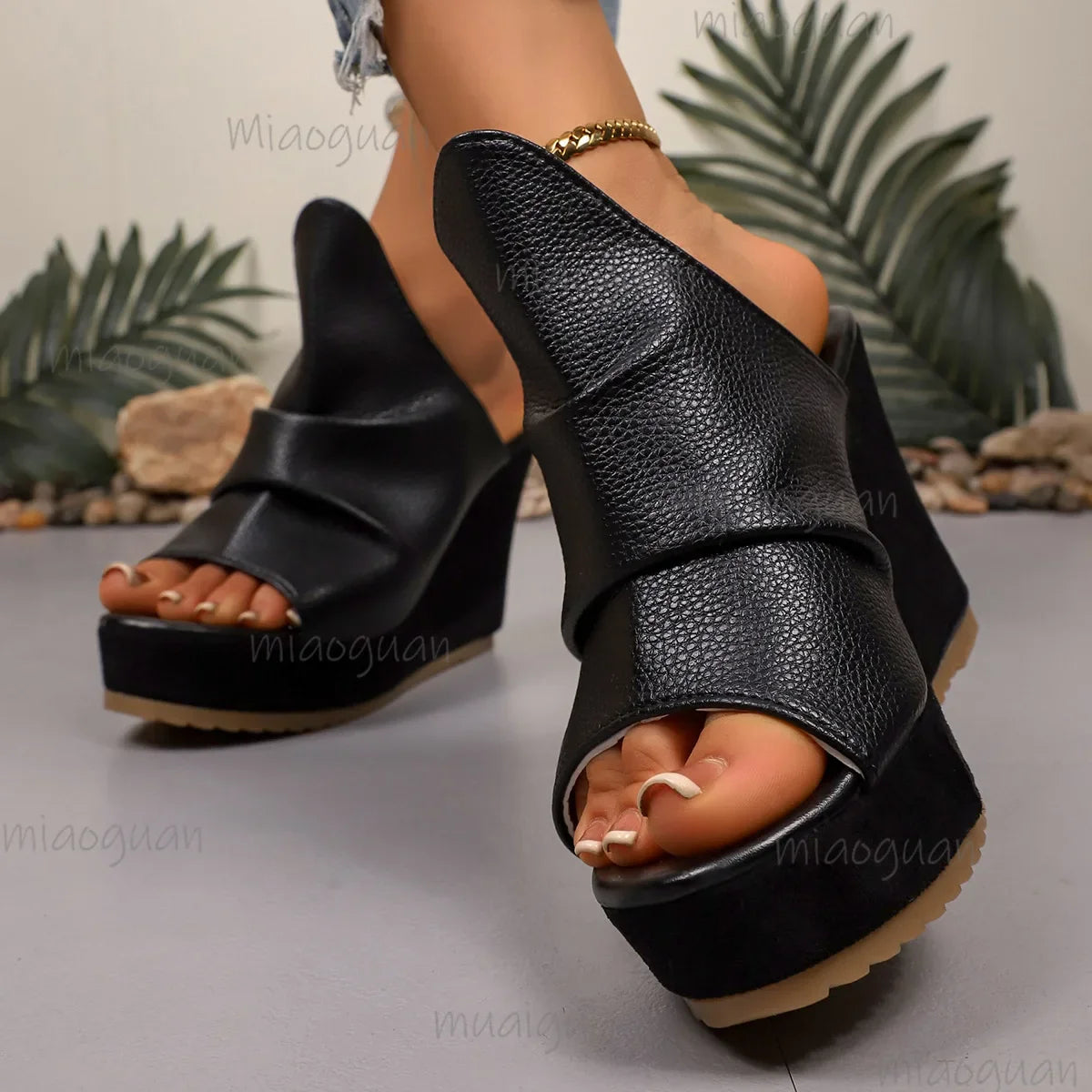 Women's 10cm Wedge Sandals – Roman Open Toe Platform Slides