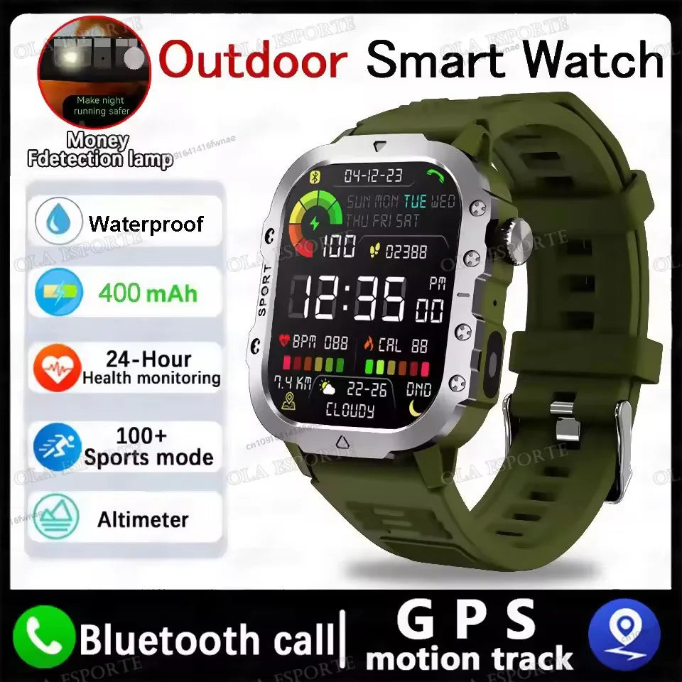 Men's Smart Watch LED Flashlight IP67 Outdoor Sports Watches
