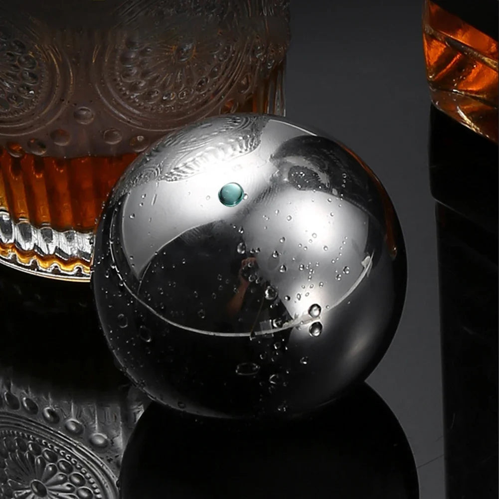 38mm Stainless Steel Reusable Ice Balls – No-Dilution Drink Chillers