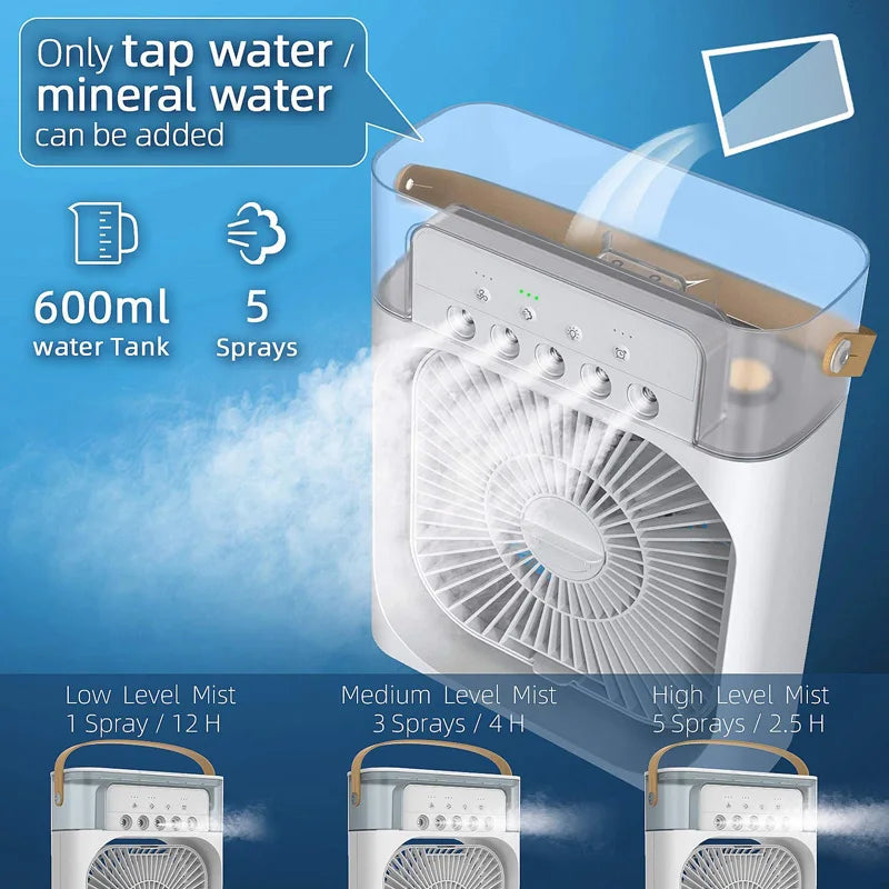 USB Rechargeable Portable Cooling Fan with LED Light | ROFAELEC