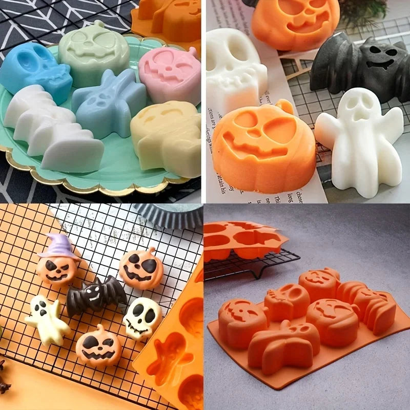 KEMORELA Halloween Silicone Mold – Skull, Pumpkin, Bat & Ghost
