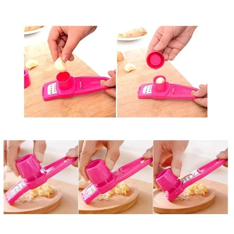 Manual Garlic Press Grater & Peeler – Multi-Use Kitchen Tool