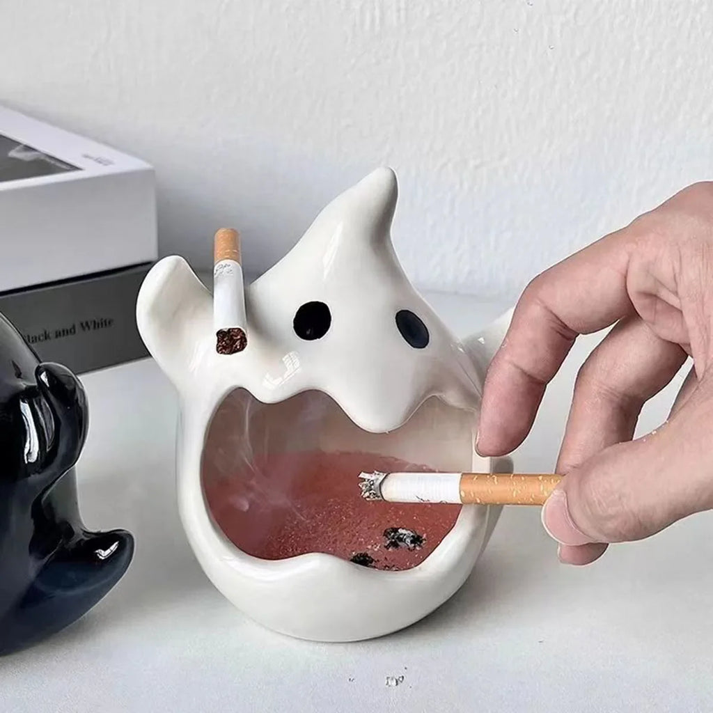 Ceramic Ghost Candle Holder & Ashtray | Halloween Home Decor