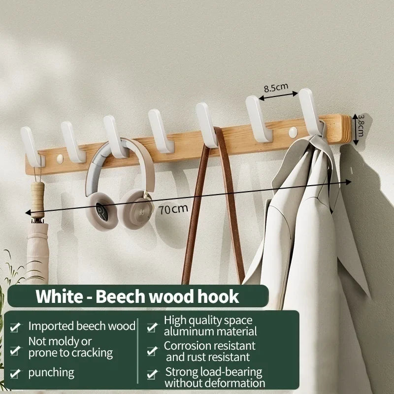 Wood & Aluminum Wall Hooks – Coat, Robe & Towel Hanger Rack