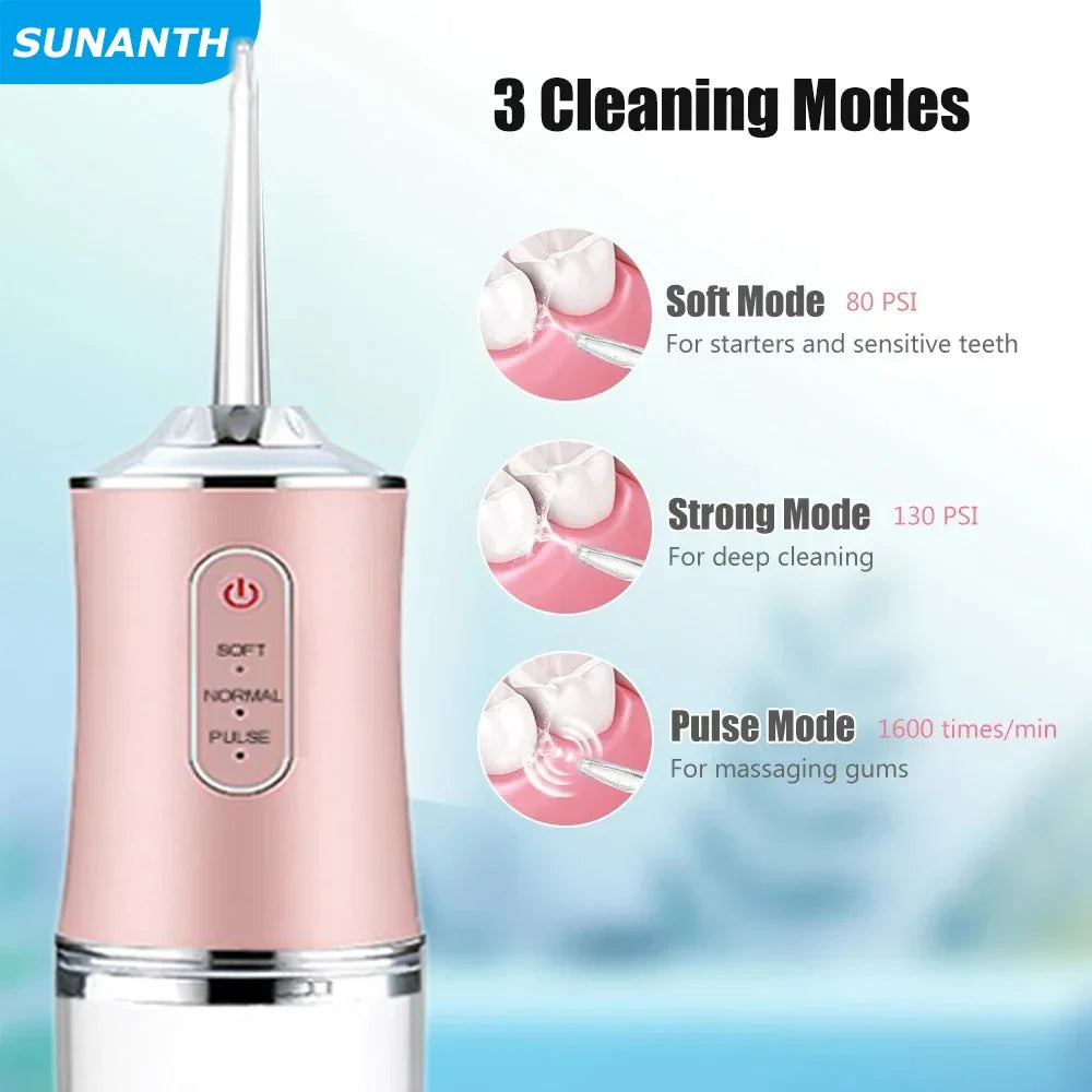 IPX7 Cordless Water Flosser | 3 Modes USB Rechargeable Irrigator