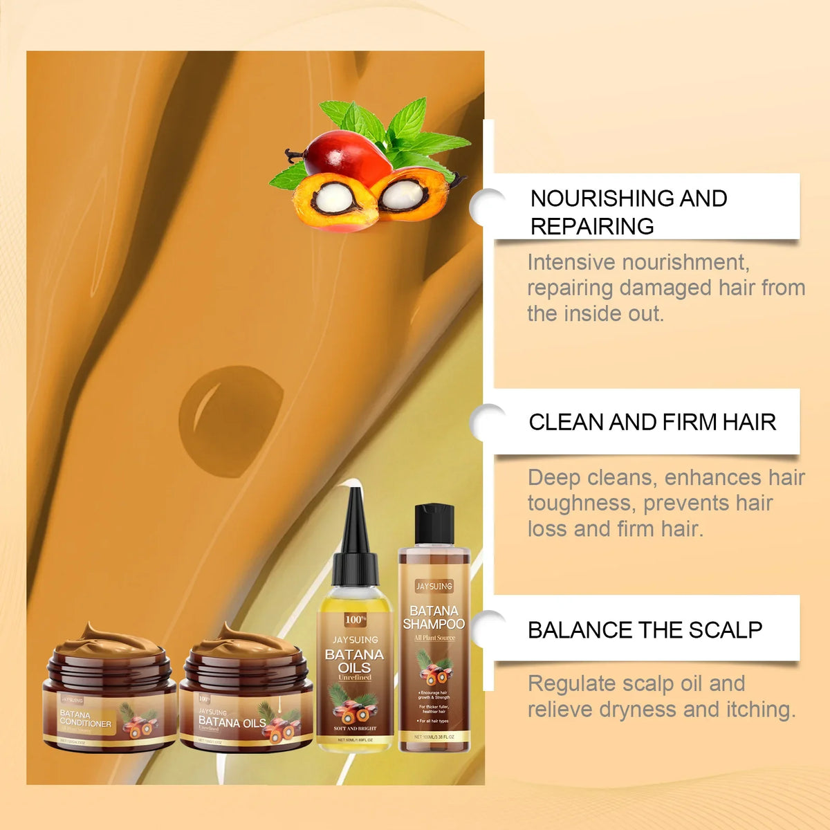 Jaysuing Batana Oil Hair Set – Shampoo, Mask & Serum