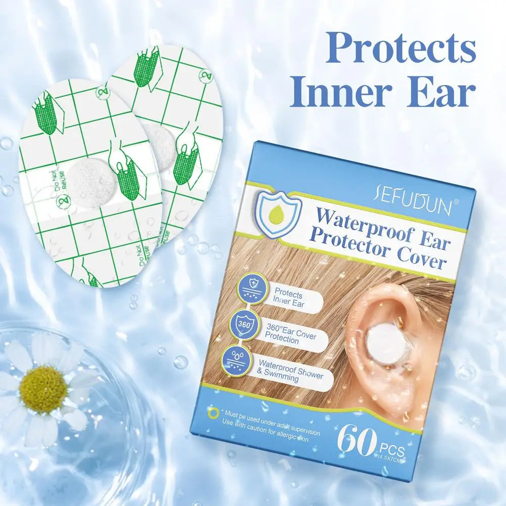 60-Pack Waterproof Ear Patches for Kids – Swimming & Shower