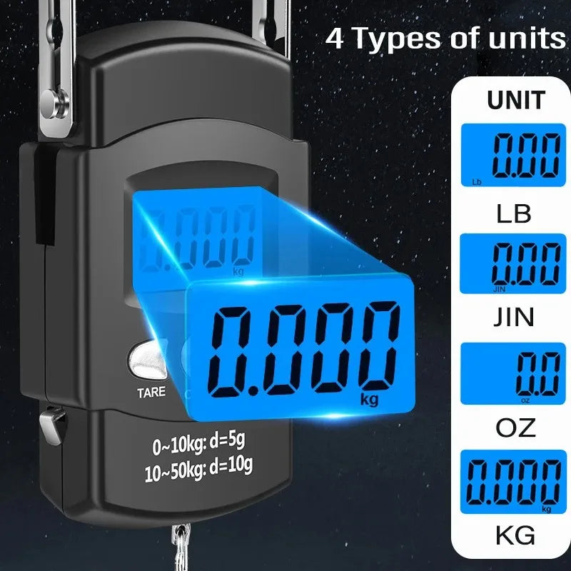 Portable Hanging Luggage Scale 50kg LCD + Tape Measure | NOCCLILI