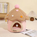 Mushroom House Cat Bed Pet Dog Shelter Winter Closed Warm Detachable
