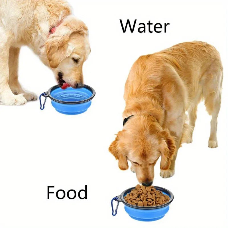 Dog Food Bowl Feeder Cat Drinking Water Folding Silicone Pet Travel