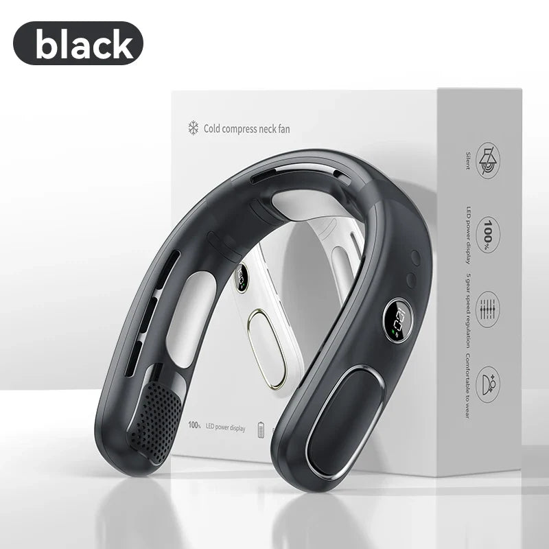 Bladeless Neck Fan 2026 – Portable Wearable Cooler Digital Display