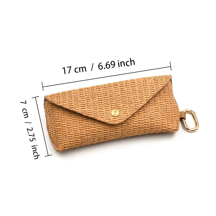 Woven Straw Eyeglass Case Hook Durable PP Material Soft Protective