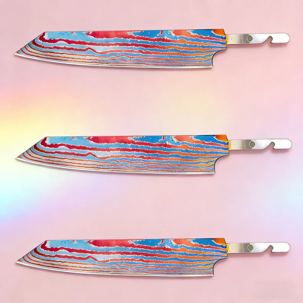 Kiritsuke Chef Knife Blade Set – Titanium Damascus Steel DIY