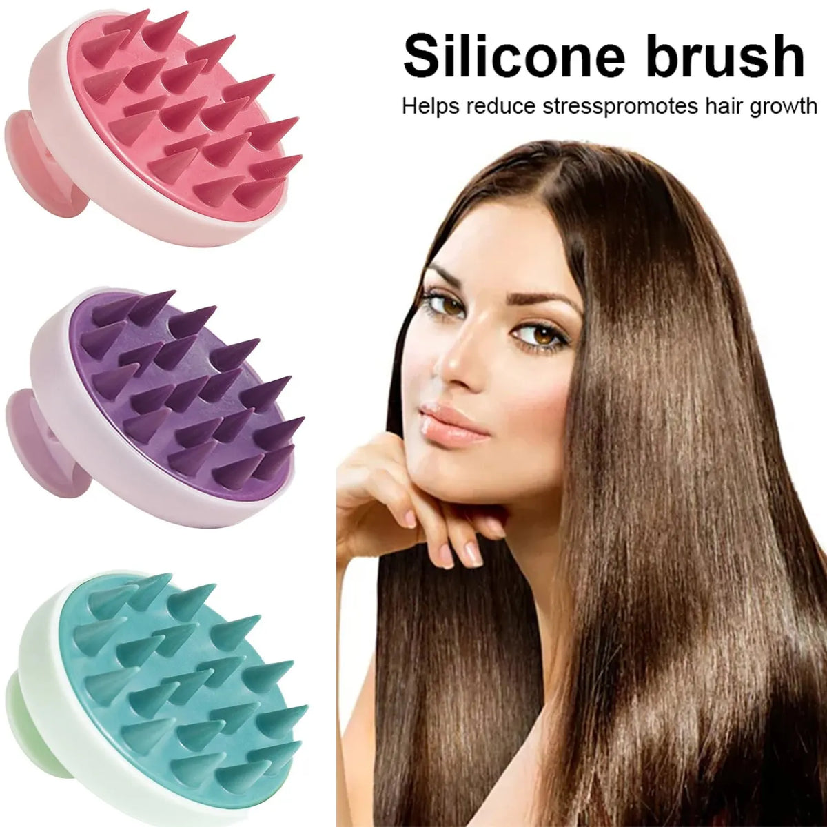 Silicone Scalp Massage Brush – Shampoo & Body Bath Comb