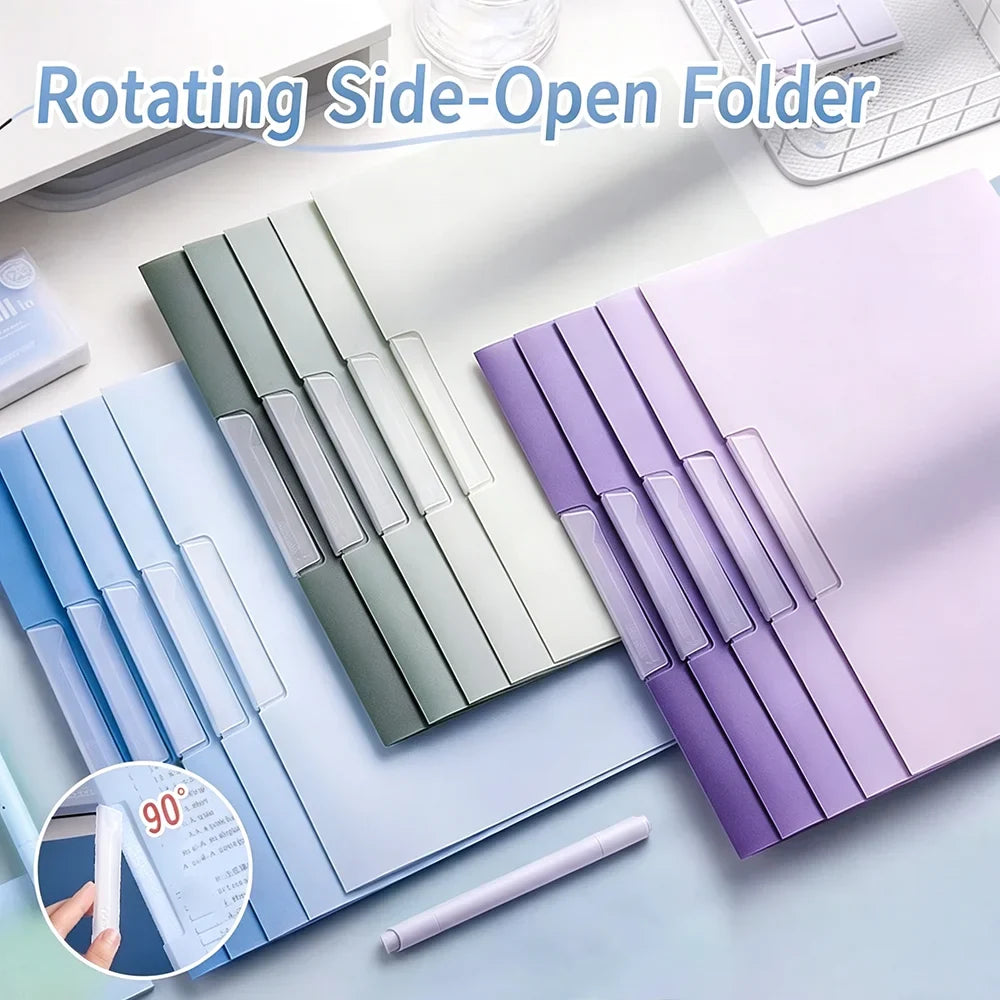 5 Rotating Pull Rod Clip A4 Transparent Insert Folder Side Opening