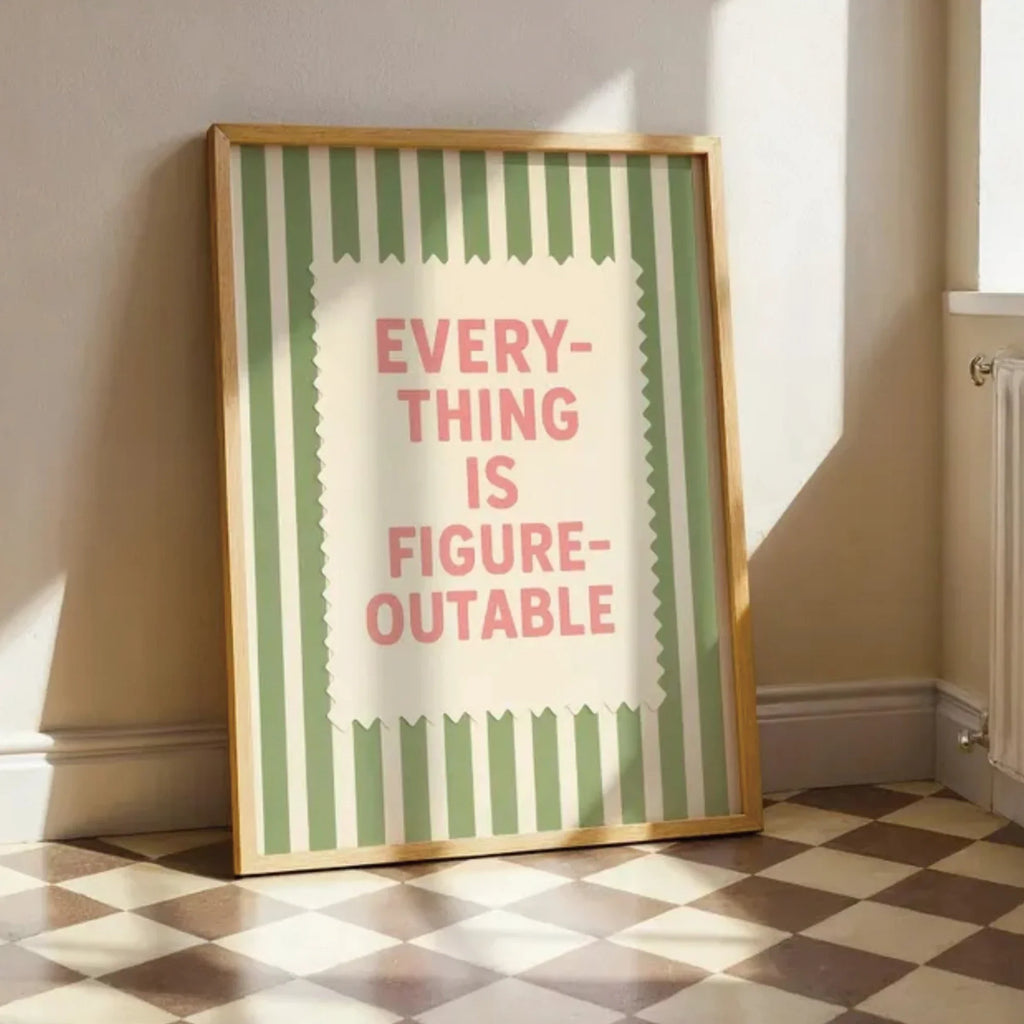 "Everything Is Figureoutable" Sage Green Quote Canvas Wall Art