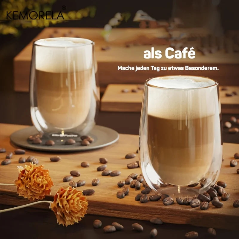 KEMORELA Latte Macchiato Glasses – Set of 2 or 4 | Clear Glass