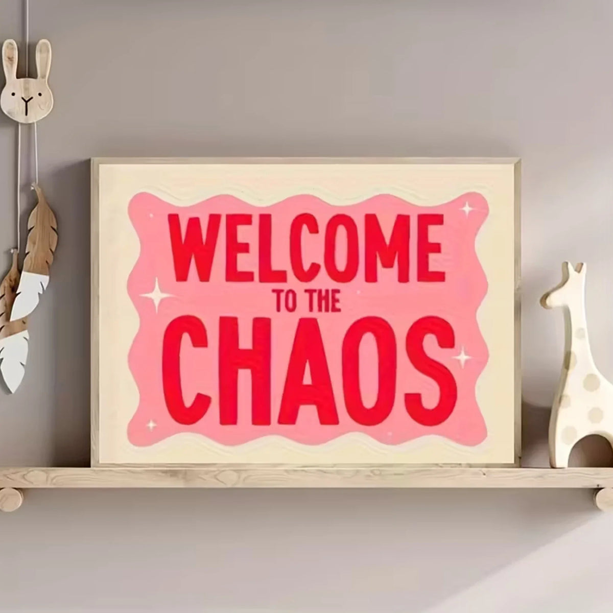 "Welcome To The Chaos" Pink Canvas Wall Art Print