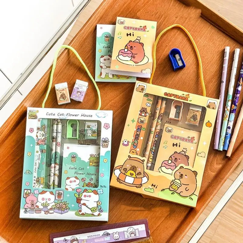 Cartoon Capybara Pencil Stationery Kawaii Eraser Sharpener Children