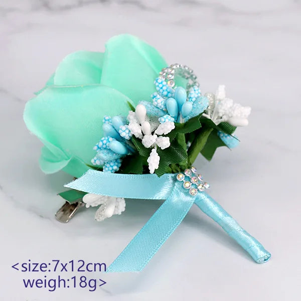 Silk Rose Groom Corsage Brooch – Men's Wedding Boutonnière Pin