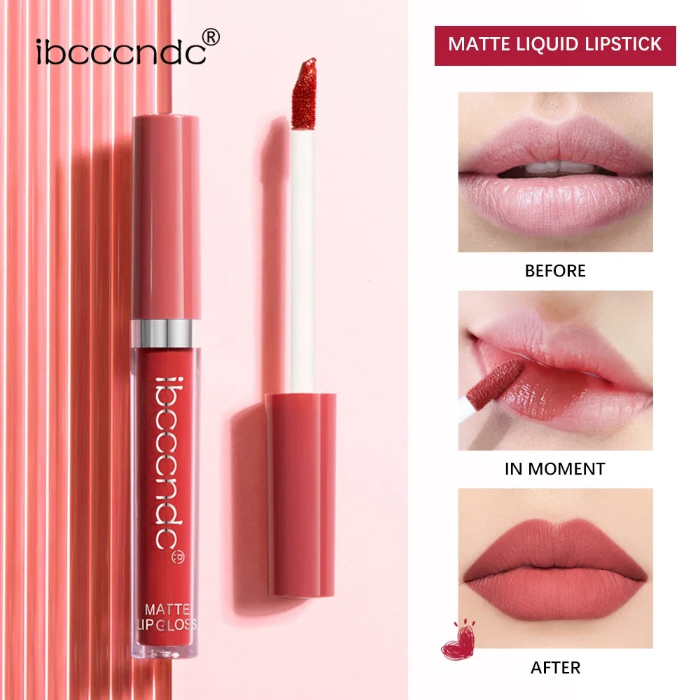 Matte Velvet Liquid Lipstick – Waterproof, Long-Lasting, 12 Shades