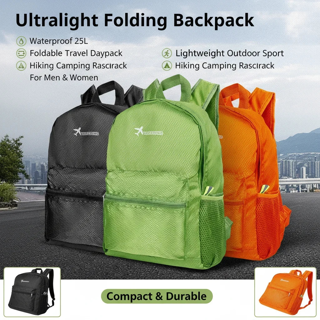 25L Ultralight Foldable Waterproof Backpack – Hiking & Travel