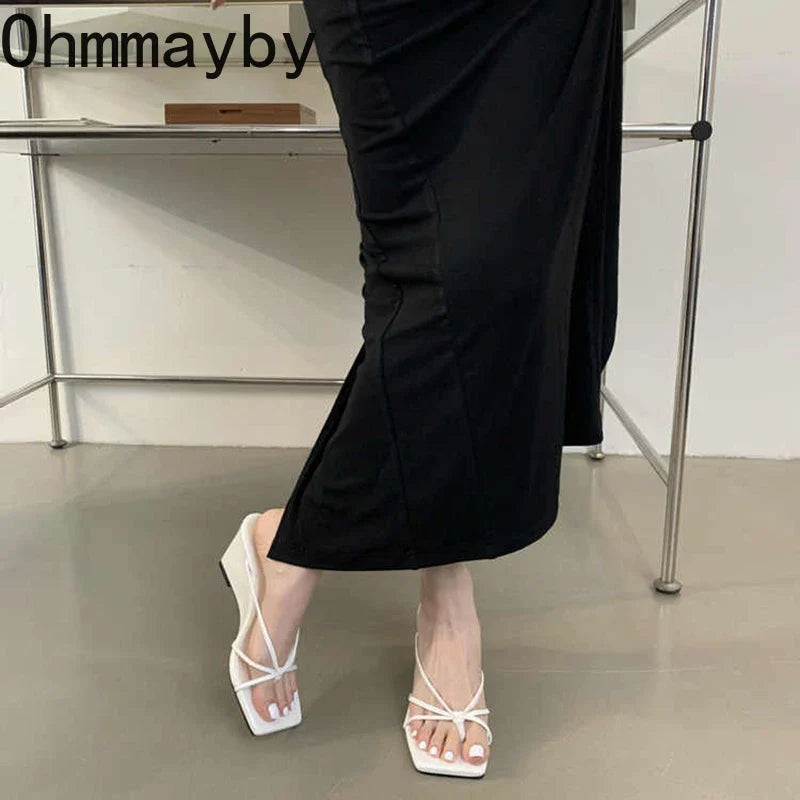 Women's Wedge Heel Slide Sandals – Elegant Party Dress Shoes